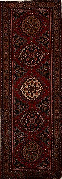 Hamedan Red Runner Hand Knotted 3'10" X 11'2"  Area Rug 250-15957