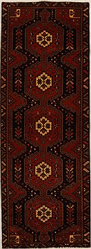 Hossein Abad Red Runner Hand Knotted 3'9" X 10'6"  Area Rug 250-15960