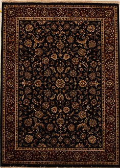 Indo-Persian Black Hand Knotted 5'1" X 7'1"  Area Rug 250-15968