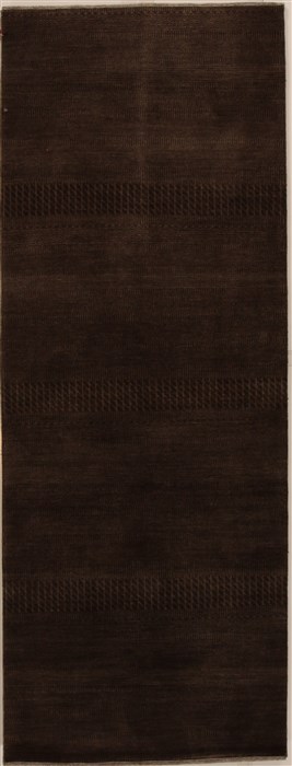 Gabbeh Brown Runner Hand Knotted 30 X 80  Area Rug 250-15971 Image 0