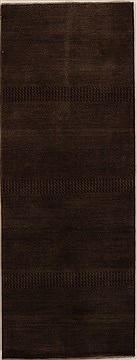 Gabbeh Brown Runner Hand Knotted 3'0" X 8'0"  Area Rug 250-15971