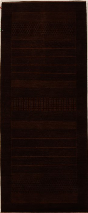 Gabbeh Brown Runner Hand Knotted 31 X 711  Area Rug 250-15972 Image 0