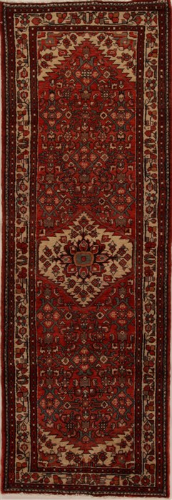 Hamedan Red Runner Hand Knotted 33 X 910  Area Rug 250-15979 Image 0