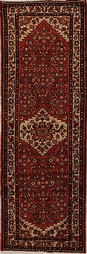 Hamedan Red Runner Hand Knotted 3'3" X 9'10"  Area Rug 250-15979