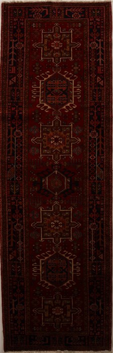 Karajeh Red Runner Hand Knotted 36 X 111  Area Rug 250-15982 Image 0
