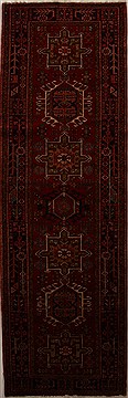 Karajeh Red Runner Hand Knotted 3'6" X 11'1"  Area Rug 250-15982