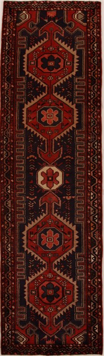 Hamedan Blue Runner Hand Knotted 37 X 127  Area Rug 250-15994 Image 0