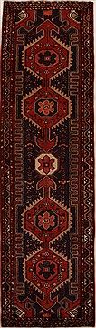 Hamedan Blue Runner Hand Knotted 3'7" X 12'7"  Area Rug 250-15994