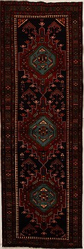 Persian Hamedan Black Runner 10 to 12 ft Wool Carpet 15995
