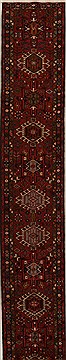 Hamedan Red Runner Hand Knotted 2'4" X 16'3"  Area Rug 250-15997