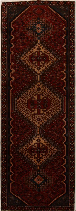Hamedan Red Runner Hand Knotted 35 X 911  Area Rug 250-15998 Image 0