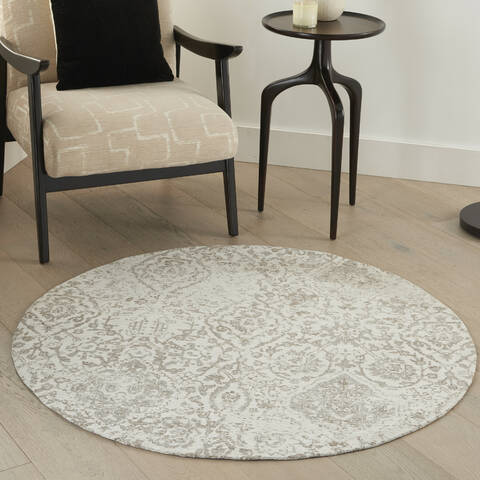 Nourison Damask Beige Round 40 X 40 Area Rug 805-150489 Image 1