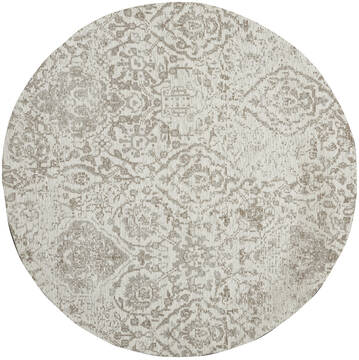 Nourison Damask Beige Round 4 ft and Smaller Polyester Carpet 150489
