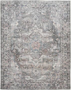 Nourison Machine Washable Series 1 Grey Rectangle 9x12 ft Polyester and Cotton Carpet 153870