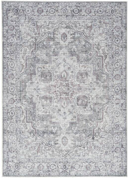 Nourison Machine Washable Series 1 Grey Rectangle 8x10 ft Polyester and Cotton Carpet 153911