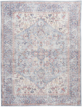 Nourison Machine Washable Series 1 Blue Rectangle 9x12 ft Polyester and Cotton Carpet 153963