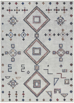 Nourison Machine Washable Series 1 Beige Rectangle 8x10 ft Polyester and Cotton Carpet 154111