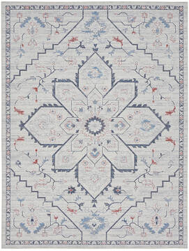 Nourison Machine Washable Series 1 Blue Rectangle 8x10 ft Polyester and Cotton Carpet 154129