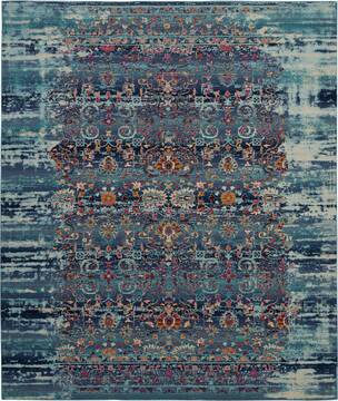 Nourison Vintage kashan Blue Rectangle 8x10 ft Polypropylene Carpet 154602