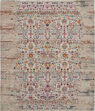 Nourison Vintage kashan Beige Rectangle 8x10 ft Polypropylene Carpet 154603