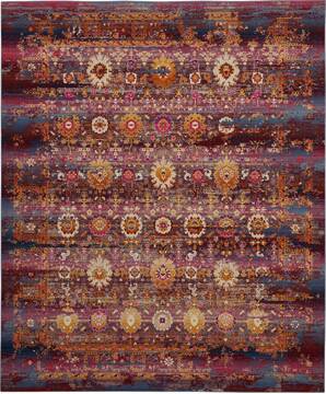 Nourison Vintage kashan Red Rectangle 8x10 ft Polypropylene Carpet 154612