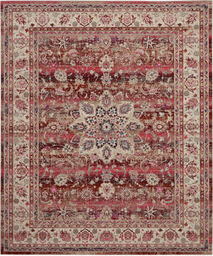 Nourison Vintage kashan Red Rectangle 8x10 ft Polypropylene Carpet 154618