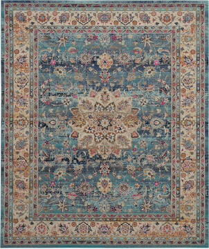 Nourison Vintage kashan Blue Rectangle 8x10 ft Polypropylene Carpet 154626