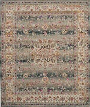 Nourison Vintage kashan Grey Rectangle 8x10 ft Polypropylene Carpet 154627