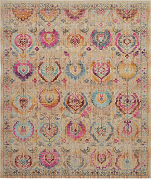 Nourison Vintage kashan Multicolor Rectangle 8x10 ft Polypropylene Carpet 154632