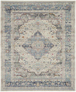 Nourison Vintage kashan Blue Rectangle 8x10 ft Polypropylene Carpet 154658