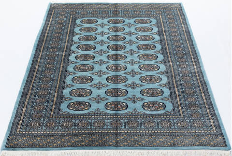 Bokhara Light Blue Hand Knotted 48 X 66 Area Rug 700-155543 Image 1