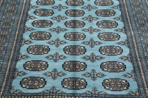 Bokhara Light Blue Hand Knotted 48 X 66 Area Rug 700-155543 Image 2