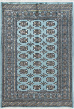Bokhara Light Blue Hand Knotted 4'8" X 6'6"  Area Rug 700-155543