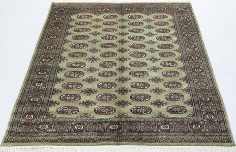 Bokhara Green Hand Knotted 48 X 66 Area Rug 700-155548 Image 1
