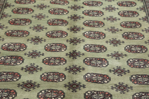 Bokhara Green Hand Knotted 48 X 66 Area Rug 700-155548 Image 2