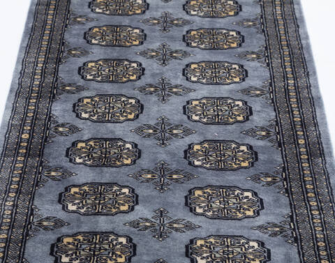 Bokhara Grey Runner Hand Knotted 27 X 101 Area Rug 700-155553 Image 2