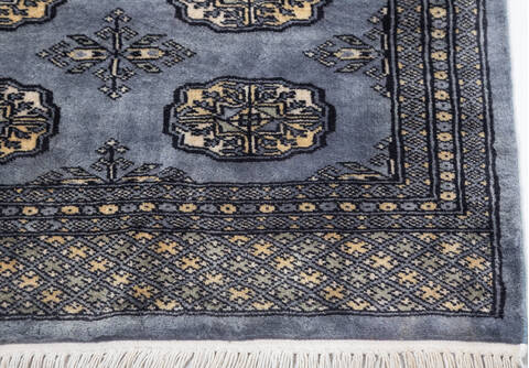 Bokhara Grey Runner Hand Knotted 27 X 101 Area Rug 700-155553 Image 3