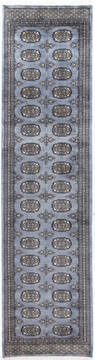 Bokhara Grey Runner Hand Knotted 2'7" X 10'1"  Area Rug 700-155553