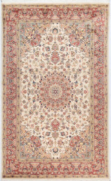 Pak-Persian White Hand Knotted 5'0" X 8'1"  Area Rug 700-155554