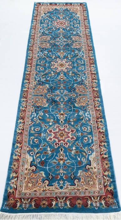 Pak-Persian Blue Runner Hand Knotted 26 X 1011 Area Rug 700-155558 Image 1