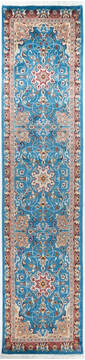 Pak-Persian Blue Runner Hand Knotted 2'6" X 10'11"  Area Rug 700-155558