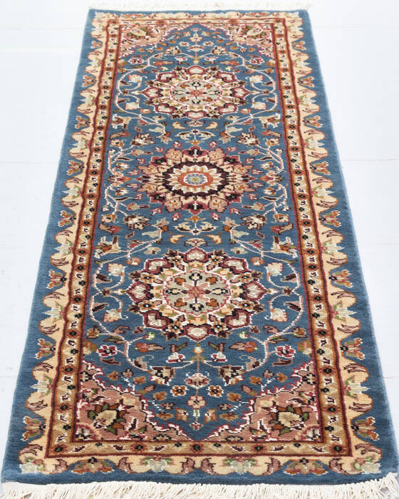 Pak-Persian Blue Runner Hand Knotted 22 X 62 Area Rug 700-155559 Image 1