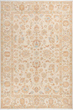 Afghan Chobi Beige Rectangle 7x10 ft Wool Carpet 155562