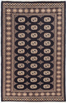 Bokhara Black Hand Knotted 4'1" X 6'2"  Area Rug 700-155575