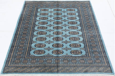 Bokhara Light Blue Hand Knotted 48 X 66 Area Rug 700-155579 Image 1
