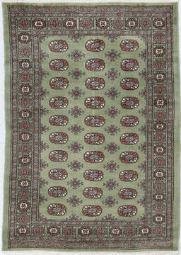 Bokhara Green Hand Knotted 4'3" X 6'0"  Area Rug 700-155586