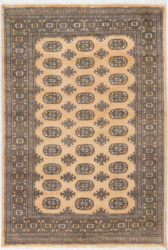 Bokhara Beige Hand Knotted 4'2" X 6'0"  Area Rug 700-155589