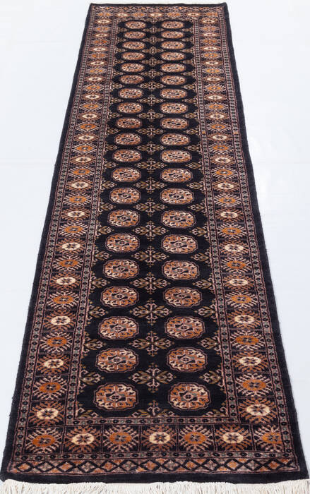 Bokhara Black Runner Hand Knotted 28 X 911 Area Rug 700-155592 Image 1