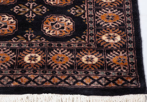 Bokhara Black Runner Hand Knotted 28 X 911 Area Rug 700-155592 Image 3