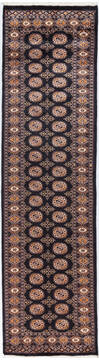 Bokhara Black Runner Hand Knotted 2'8" X 9'11"  Area Rug 700-155592